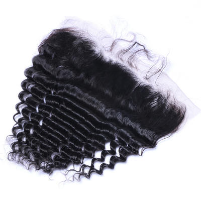 Deep Curly Lace Frontal Brazilian Human Hair  Ear To Ear Lace Frontals