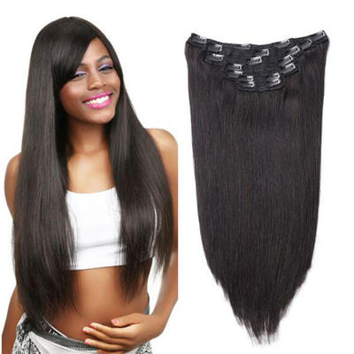 Human colored Hair Extensions Straight Clip in Hair Extension